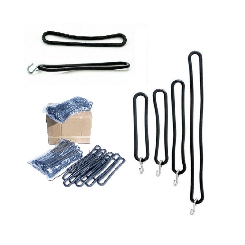 Spanrubbers zwart 40cm met S-haak 10 st.