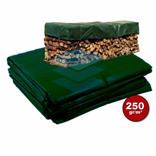 Groen afdekzeil 250gr Brandhout | Afdekzeilen.nl