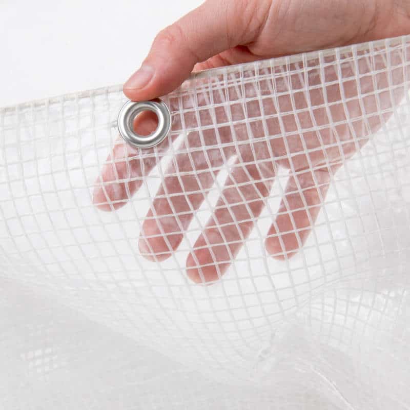 Gewapend transparant afdekzeil met ringen - Voorbeeld