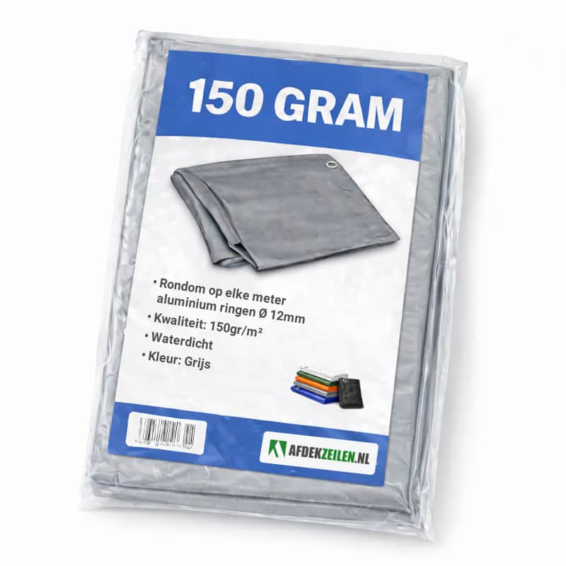 Grijs afdekzeil 150 gram per m2 van HDPE met LDPE coating, waterdicht beschermzeil voor bouwmaterialen, tuinmeubelen en buitenopslag