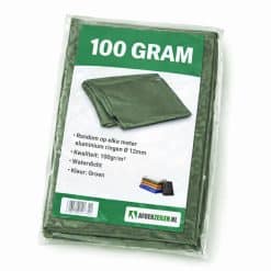 Groen afdekzeil 100gr/m², waterdicht beschermzeil bouwzeil met metalen ringen en verstevigde rand voor houtopslag, tuinmeubelen, bouwmaterialen en voertuigen