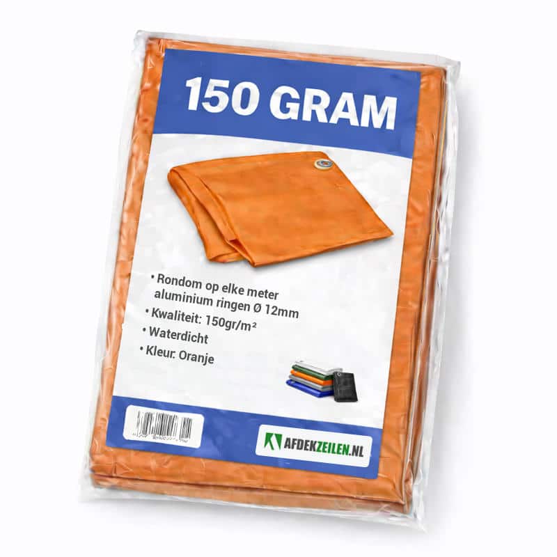 Oranje afdekzeil 150gr, waterdicht dekzeil voor tuinfeest, bouwmaterialen en buitenopslag, rondom voorzien van ringen