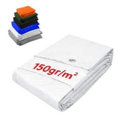 Wit afdekzeil meter 150 gram waterdicht met metalen ringen