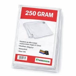 Wit afdekzeil 250gr/m² waterdicht zwaar dekzeil met verstevigde randen en messing zeilogen