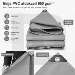 Alternative view of Grijs PVC afdekzeil 2x4m 650gr/m²